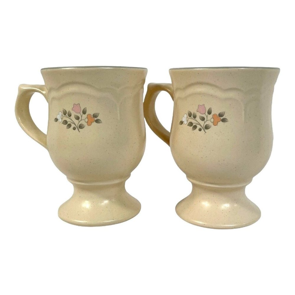 Pfaltzgraff Remembrance Pedestal Mug Cup Set of 2 10oz
